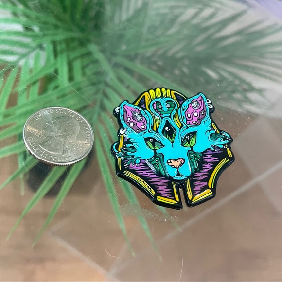 Egyptian Pharoh Fox Alien psychedelic enamel pin annunaki Anubis cat god goddess - Picture 4 of 6
